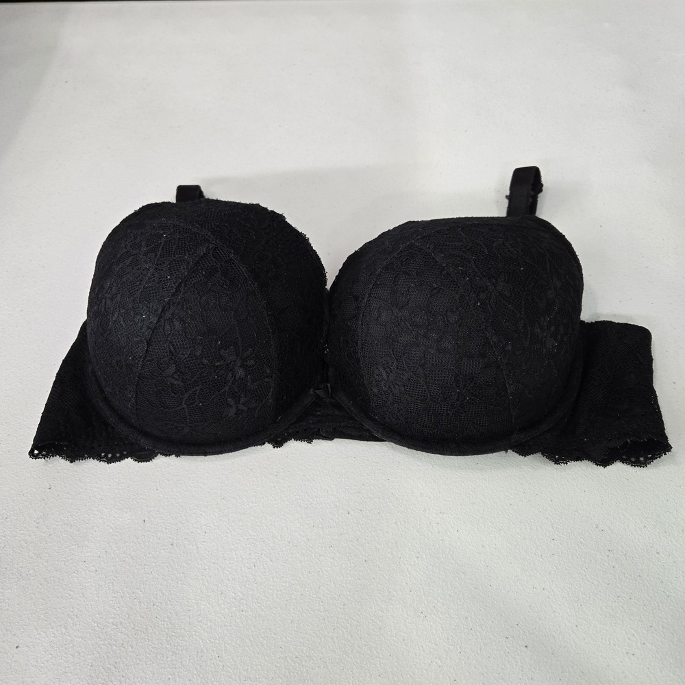 Torrid Curve Women Bra 42DD Black Floral Underwired Lace Convertible